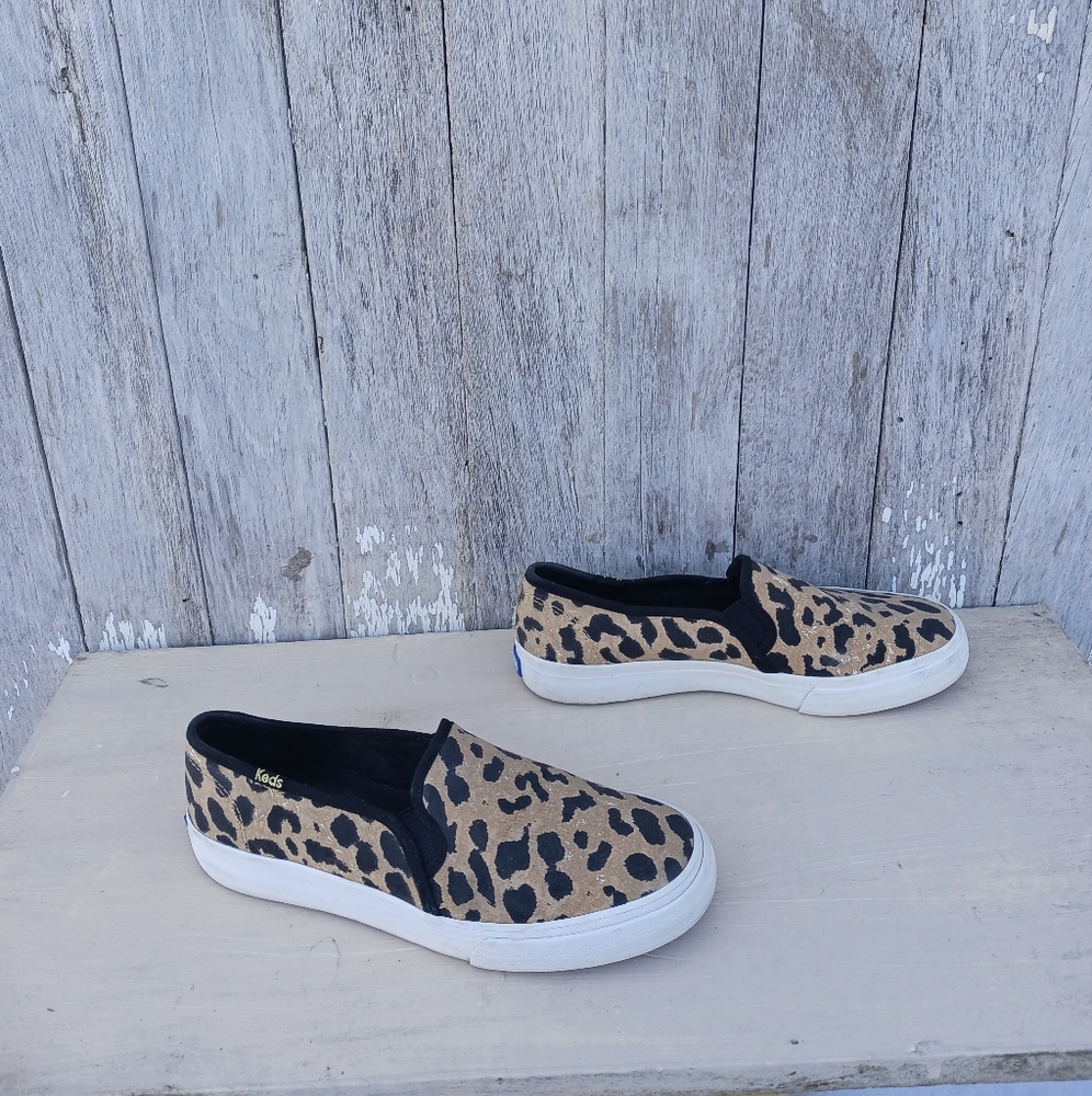 KEDS Womens 7 Slip On Dream Foam Double Decker Sneakers Tennis Shoes Leopard - Picture 3 of 8